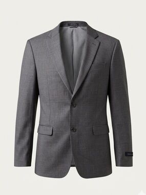 Tommy Hilfiger Adams Grey Worsted Wool Suit Jacket - Size 38L